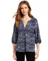 Joie Women's Addie B Tweed Printed Savory Silk Blouse