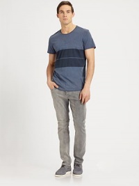 There's nothing understated about this bleach-washed, denim basic, cut slightly slimmer throughout the leg for a fresh, contemporary fit.Five-pocket styleButton flyInseam, about 29CottonMachine washImported There's nothing understated about this bleach-washed, denim basic, cut slightly slimmer throughout the leg for a fresh, contemporary fit.Five-pocket styleButton flyInseam, about 29CottonMachine washImported