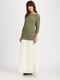 Ultra-feminine pleats float down this goddess-like skirt, for an airy, voluminous effect. Narrow waistAllover pleatsA-line silhouetteBack zip closureFully linedAbout 46 from natural waistPolyesterDry cleanImportedModel shown is 5'10 (177cm) wearing US size 4. Ultra-feminine pleats float down this goddess-like skirt, for an airy, voluminous effect. Narrow waistAllover pleatsA-line silhouetteBack zip closureFully linedAbout 46 from natural waistPolyesterDry cleanImportedModel shown is 5'10 (177cm) wearing US size 4.