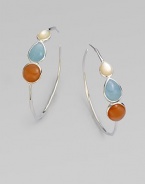 From the Scultura Collection. An elegant design with milky aquamarine, mother-of-pearl and peach moonstone set in sterling silver. Milky aquamarine, mother-of-pearl and peach moonstoneSterling silverLength, about 2.36Post backImported 