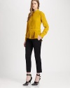 Cropped wool trousers in a relaxed silhouette with slight pleating, sateen paneling and back besom pockets. Tab closureZip flyBack besom pocketsRise, about 10Inseam, about 27WoolDry cleanImported of Italian fabricModel shown is 5'10 (177cm) wearing US size 2.