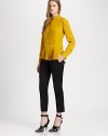 Cropped wool trousers in a relaxed silhouette with slight pleating, sateen paneling and back besom pockets. Tab closureZip flyBack besom pocketsRise, about 10Inseam, about 27WoolDry cleanImported of Italian fabricModel shown is 5'10 (177cm) wearing US size 2.