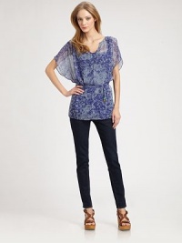 Printed silk chiffon elevates this airy tie-waist topper.V necklineGathered shouldersShort dolman sleevesSelf-beltCamisole includedAbout 30 from shoulder to hemSilkDry cleanImportedModel shown is 5'9 (175cm) wearing US size Small. Printed silk chiffon elevates this airy tie-waist topper.V necklineGathered shouldersShort dolman sleevesSelf-beltCamisole includedAbout 30 from shoulder to hemSilkDry cleanImportedModel shown is 5'9 (175cm) wearing US size Small.