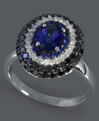 For a look that's out of this world. Effy Collection's spectacularly stunning orbital ring features layers of round-cut diffused ceylon sapphire (1-1/8 ct. t.w.), black diamonds (9/10 ct. t.w.) and white diamonds (1/10 ct. t.w.). Crafted in 14k white gold. Approximate length: 2/3 inch. Approximate width: 1/2 inch. For a look that's out of this world. Effy Collection's spectacularly stunning orbital ring features layers of round-cut diffused ceylon sapphire (1-1/8 ct. t.w.), black diamonds (9/10 ct. t.w.) and white diamonds (1/10 ct. t.w.). Crafted in 14k white gold. Approximate length: 2/3 inch. Approximate width: 1/2 inch.