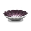 Hand made in sand-casted aluminum decorated with our trademark blend of enamel infused crushed mother of pearl. Artfully scalloped interior modeled after Peony flower petals. Pair with the 16 oval bowl an unique chip and dip. Makes a great gift.