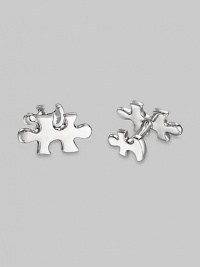 Pieces to the puzzle of life, in sterling silver, large in front, smaller on the t-back. Front length, about 1 Made in USA Pieces to the puzzle of life, in sterling silver, large in front, smaller on the t-back. Front length, about 1 Made in USA