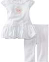 Little Me Baby-girls Newborn Rose Bloom Dress And Legging Set, White, 6 Months