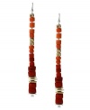 String together instant style. A chic linear look defines these drop earrings from Kenneth Cole New York. Featuring colorful red and orange seed beads and gold tone accents. Crafted in silver tone mixed metal. Approximate drop: 2 inches.