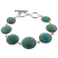 8.5 Round Green Turquoise Howlite Bracelet With Toggle Clasp