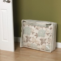 Household Essentials Blanket Storage Bag, Clear Vinyl with Natural Canvas Trim Household Essentials Blanket Storage Bag, Clear Vinyl with Natural Canvas Trim