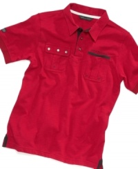 Pockets give this otherwise classic polo a signature Sean John modern update. Pockets give this otherwise classic polo a signature Sean John modern update.