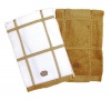 Calphalon 2-Piece Solid and Check Kitchen Towel Set, Biscotti