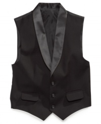 He'll be the most dapper dude in the room in this sleek tuxedo vest from Sean John. He'll be the most dapper dude in the room in this sleek tuxedo vest from Sean John.