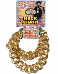 Pimp Gangster Costume Big Link Gold Neck Chain Necklace Pimp Gangster Costume Big Link Gold Neck Chain Necklace
