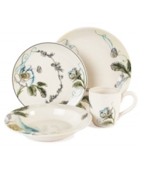 The Rose place settings from Edie Rose by Rachel Bilson feature hand-inked florals and butterflies with swirls of graceful, subdued watercolors. Classic designs balance modern silhouettes designed to mix and match for one-of-a-kind table settings. The Rose place settings from Edie Rose by Rachel Bilson feature hand-inked florals and butterflies with swirls of graceful, subdued watercolors. Classic designs balance modern silhouettes designed to mix and match for one-of-a-kind table settings.
