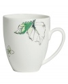 Vera Wang's Floral Leaf watercolor adds fresh artistry to this chic bone china mug from her collection of Wedgwood dinnerware. The dishes have a smooth, minimalist shape in clean white which blooms with crisp greens for a modern look and feel that's ideal for every day.