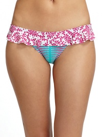 THE LOOKAllover abstract printRuffle detailGoldtone logo hardware at backElastic waist and leg openingsFull coverageTHE MATERIAL84% polyamide/16% elastaneFully linedCARE & ORIGINHand washImportedPlease note: Bikini top sold separately. THE LOOKAllover abstract printRuffle detailGoldtone logo hardware at backElastic waist and leg openingsFull coverageTHE MATERIAL84% polyamide/16% elastaneFully linedCARE & ORIGINHand washImportedPlease note: Bikini top sold separately.