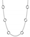 Twist the night away. Lauren by Ralph Lauren's sleek long necklace features a link chain with twisted ring stations. Set in antiqued silver tone mixed metal. Approximate length: 36 inches.