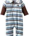 Little Me Baby-boys Newborn Club Stripe Coverall, Blue Stripe, 6 Months