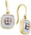 14k Yellow Gold 0.33 CT Brilliant Diamond Fine Pair of Hook Earrings with Precious Round Shaped Stones