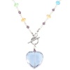 Sterling Silver Freshwater Cultured Pearl and Multiple-Colored Crystal Necklace with Crystal Heart, 18