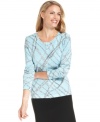 Charter Club's posh cardigan features an allover pearl and chain print for a touch of luxury.