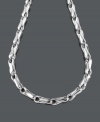 Add bold style for an extra edge. Men's necklace features a grain link chain set in stainless steel. Approximate length: 24 inches.