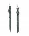Dust your shoulders with this flaunt-worthy style. BCBGeneration's fringe earrings feature dangling chains knotted together to create a look that's got extra attitude. Crafted in oxidized silver tone mixed metal. Approximate drop: 3-1/2 inches.