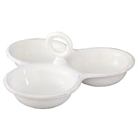 This joyful trio of ceramic serving bowls is united by a ring-shaped handle that makes transporting nibbles a breeze - from cocktail mixes on the veranda to homemade preserves for tea. This joyful trio of ceramic serving bowls is united by a ring-shaped handle that makes transporting nibbles a breeze - from cocktail mixes on the veranda to homemade preserves for tea.