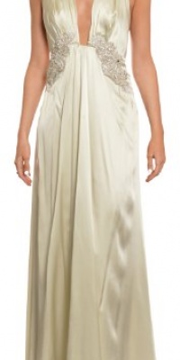 A.B.S. by Allen Schwartz Women's Sleek Silk Beaded Halter Long Evening Gown 4 Champagne A.B.S. by Allen Schwartz Women's Sleek Silk Beaded Halter Long Evening Gown 4 Champagne