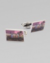 Classic square cufflinks with photographic minicar print featuring the signature stripe design.90% copper/10% zinc¾ x ¼Imported