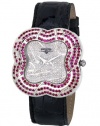 Swisstek SK57737L Limited Edition Swiss Diamond Watch With Red Rubies, Genuine Crocodile Strap And Sapphire Crystal