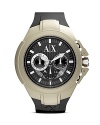 A futuristic take on functional style, this Armani Exchange watch features a chunky, over-sized dial, accented by a stylized three-eye chronograph.