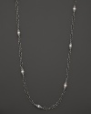 Lagos Sterling Silver Link and Cultured Freshwater Pearl Station Necklace, 36