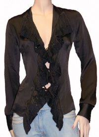 Roberto Cavalli Womens Top Blouse Shirt Brown Silk, 44, Brown Roberto Cavalli Womens Top Blouse Shirt Brown Silk, 44, Brown
