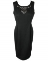 Charter Club Womens Beaded Knit Sheath Sleeveless Dress