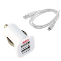 EZOPower White High Output Dual USB Car Charger (1A/2.1A) - 3.1A Output Ideal + White Micro USB Data Cable for Samsung Galaxy Attain 4G R920, M370, Galaxy Note N7000, DoubleTime i857, Captivate Glide i927, Focus S I937, Galaxy S II Skyrocket i727, Galaxy EZOPower White High Output Dual USB Car Charger (1A/2.1A) - 3.1A Output Ideal + White Micro USB Data Cable for Samsung Galaxy Attain 4G R920, M370, Galaxy Note N7000, DoubleTime i857, Captivate Glide i927, Focus S I937, Galaxy S II Skyrocket i727, Galaxy