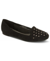 A totally studded out version of the season's hottest new silhouette. Fergalicious' Shorty smoking flats are a fresh substitute for your favorite ballet flats. A totally studded out version of the season's hottest new silhouette. Fergalicious' Shorty smoking flats are a fresh substitute for your favorite ballet flats.