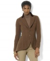 Rendered in hearty wool tweed, Lauren Ralph Lauren's chic two-button jacket is steeped in equestrian inspiration.