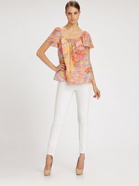 EXCLUSIVELY AT SAKS. Vibrant sketched florals highlight this dreamy swing topper crafted from cotton and silk.Square necklineFlutter sleevesSlightly flared from bust to hemAbout 28 from shoulder to hem74% cotton/26% silkDry cleanMade in USA of imported fabricModel shown is 5'9 (175cm) wearing US size 4. EXCLUSIVELY AT SAKS. Vibrant sketched florals highlight this dreamy swing topper crafted from cotton and silk.Square necklineFlutter sleevesSlightly flared from bust to hemAbout 28 from shoulder to hem74% cotton/26% silkDry cleanMade in USA of imported fabricModel shown is 5'9 (175cm) wearing US size 4.