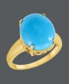 Add a simple pop of color to any look. Carlo Viani's bright turquoise ring (6 mm) features a chic, oval cut set in polished 14k gold.