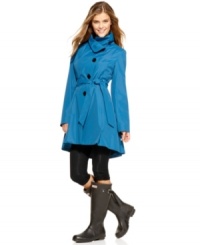 An flared shape lends feminine appeal to this Steve Madden trench coat -- perfect for transitioning to chillier weather. An flared shape lends feminine appeal to this Steve Madden trench coat -- perfect for transitioning to chillier weather.