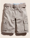 GUESS Twill Cargo Shorts with Belt, KHK (3T)