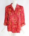 Jones New York Womens Cherry Leaf November Button Front Blouse Top XS