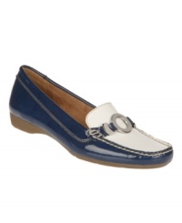 The Naturalizer Gabina flats ring true with their fun hardware decor, unique finishes and updated moccasin styling. The Naturalizer Gabina flats ring true with their fun hardware decor, unique finishes and updated moccasin styling.
