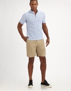 Classic chino shorts of super-soft cotton is a casual-cool look. Narrow waistband with belt loopsZip fly and button closureSingle back pocketInseam, about 11CottonMachine washImported