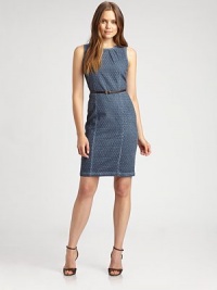 A refreshing take on eyelet, this sleek dress offers a body-conscious fit, complemented flawlessly by classic Princess seams. Gathered details at round neckSleevelessAllover eyeletBelt includedPrincess seamsConcealed back zipperBack ventFully linedAbout 24 from natural waistCottonHand washImported Model shown is 5'10 (177cm) wearing US size 4. A refreshing take on eyelet, this sleek dress offers a body-conscious fit, complemented flawlessly by classic Princess seams. Gathered details at round neckSleevelessAllover eyeletBelt includedPrincess seamsConcealed back zipperBack ventFully linedAbout 24 from natural waistCottonHand washImported Model shown is 5'10 (177cm) wearing US size 4.