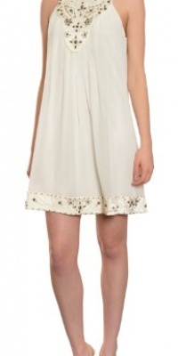 Sue Wong Women's Swingy Pleated Silk Beaded Trapeze Cocktail Evening Dress 4 Ivory Sue Wong Women's Swingy Pleated Silk Beaded Trapeze Cocktail Evening Dress 4 Ivory