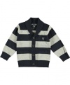 GUESS Kids Boys Striped Cardigan with Shawl Collar, STRIPE (7)