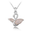 Silver Tone White Gold Swarovski Style Crystal Swan Pendant Necklace